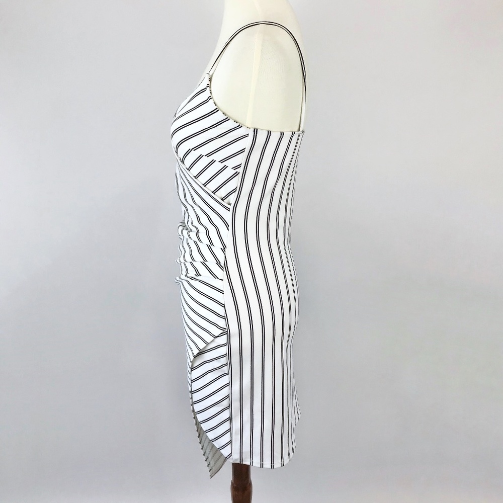 Mind Code White/Black Striped Asymmetrical Dress - image 5